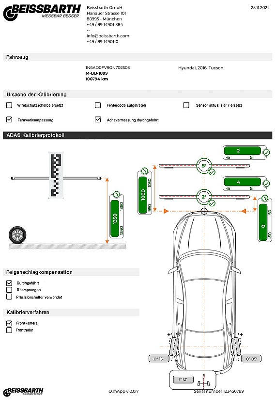 Vollständige Dokumentation der ADAS-Kalibrierung (Seite 1)
